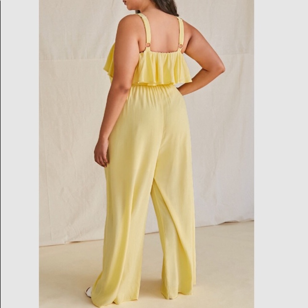 BLACK 0X Forever 21 Plus Size Ruffled & Wide Leg Jumpsuit - Picture 3 of 16